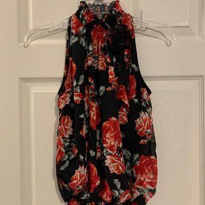 Black and Red flowered dress top